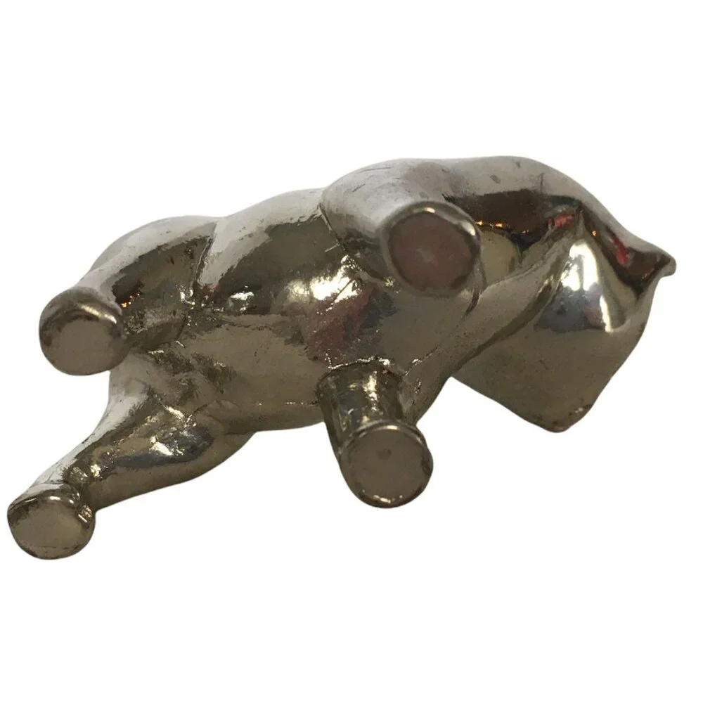 Vintage Cat Ring Holder Jewelry Display Silver Color Rhinestone Eyes Figurine - Picture 4 of 8